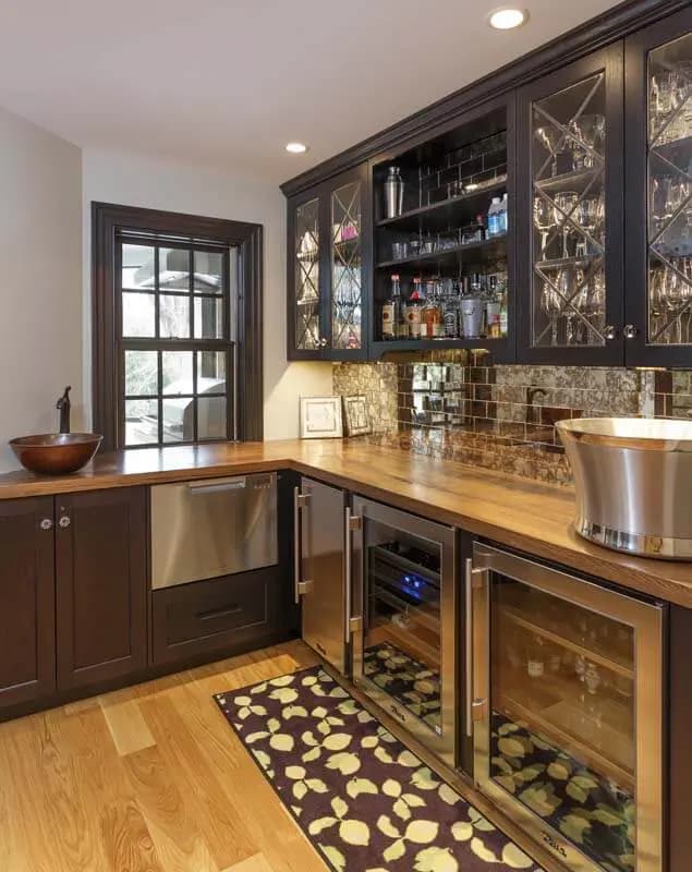 A Custom Kitchen Remodel Done By Home Remodeling Contractors From Foggy Ridge Interiors, Complete With Wine Coolers Below The Counter-Top