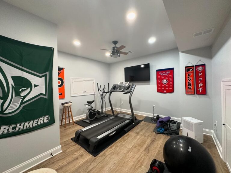 A Downstairs Basement Remodeled Into A Gym By Foggy Ridge Interiors