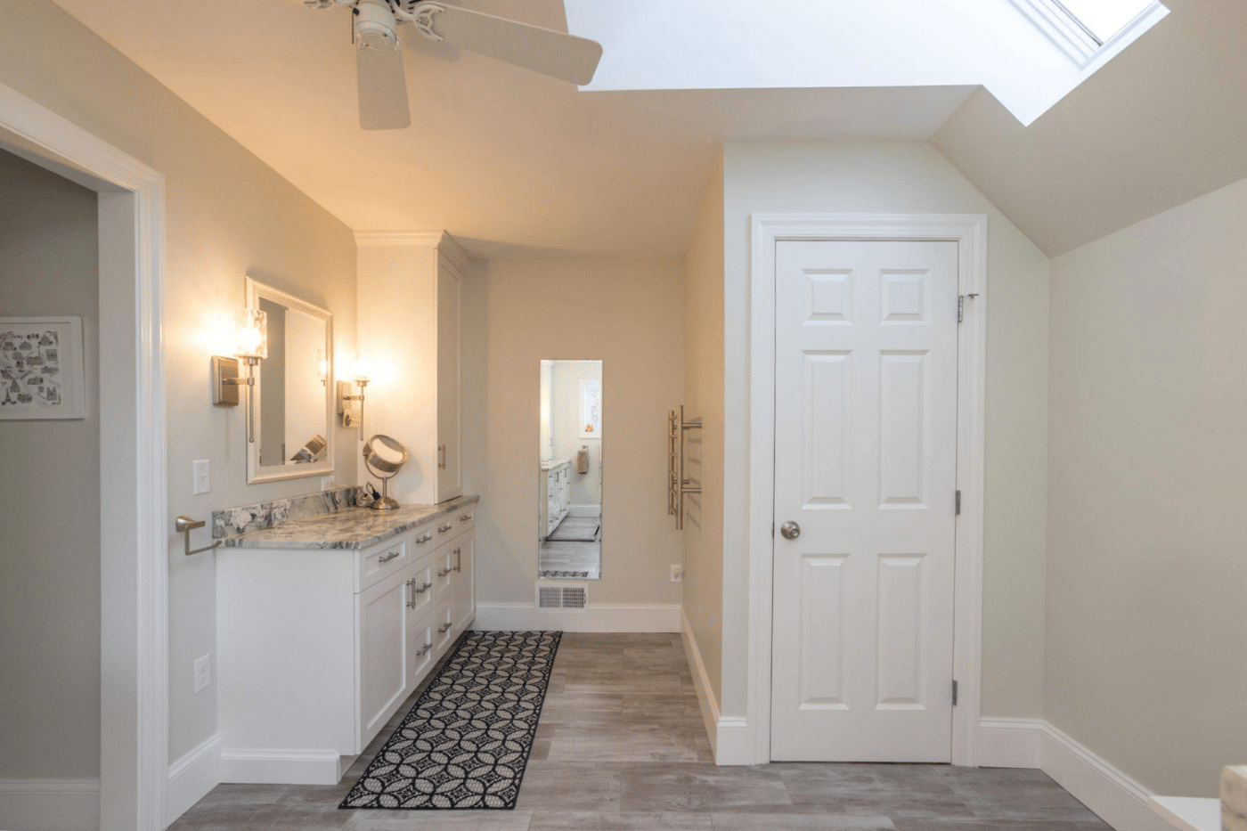 Bathroom Remodeling With White Cabinets And Lights In Lansdowne Pa