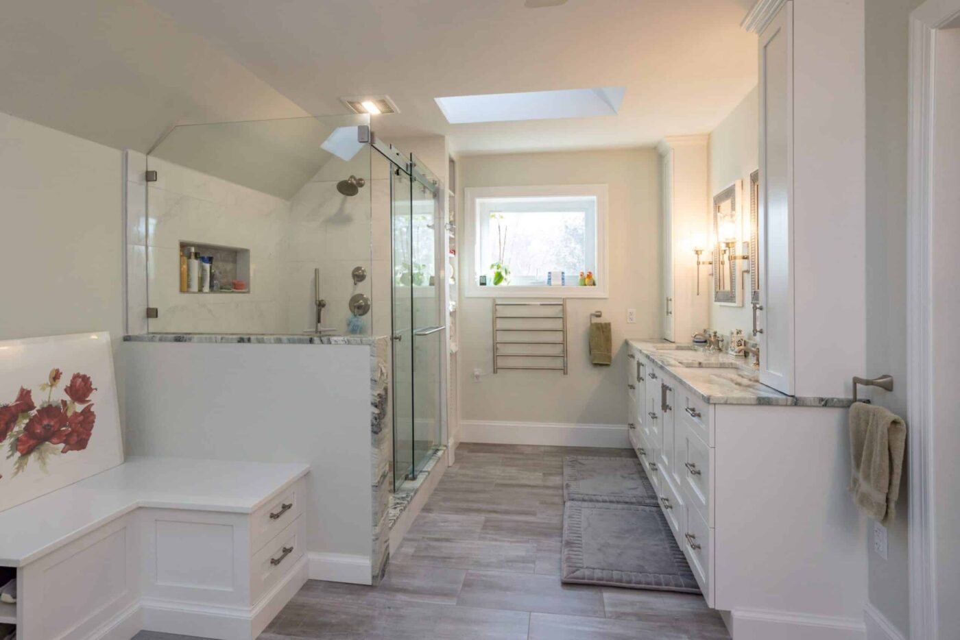 A Custom Bathroom With A Glass-Enclosed Shower In Aston Pa