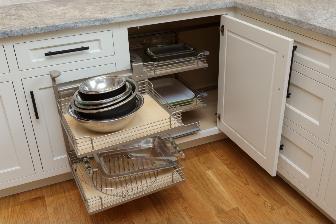 A Custom Cabinet That Opens Up To Drawers Containing Pots And Pans In Lititz Pa