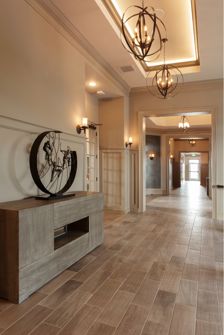 A Remodeled Hallway With Brand New Overhead Lighting Fixtures, And Modern Decor In Blue Bell Pa