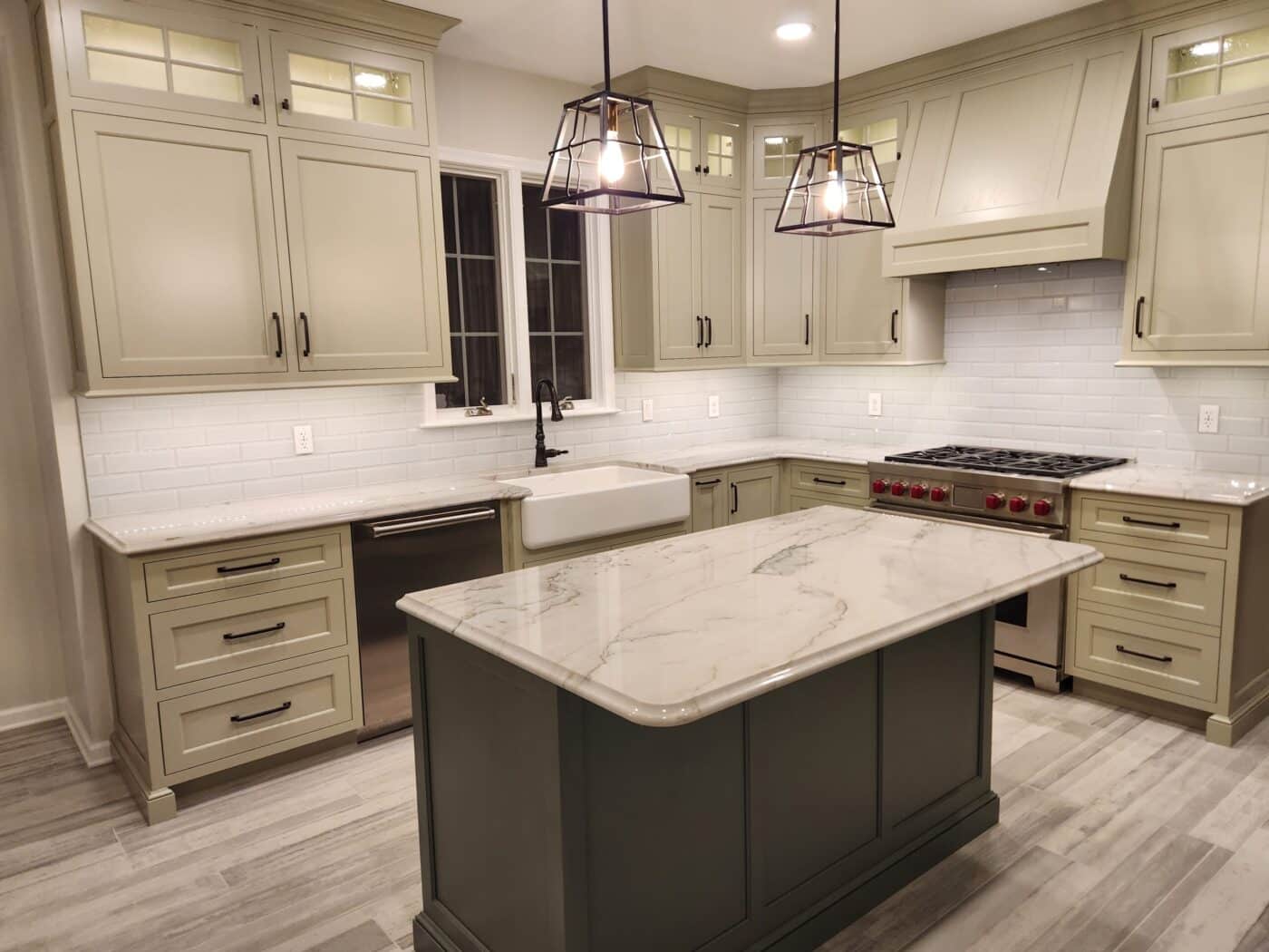 A Brand New Remodeled Kitchen With A White Theme, Including White Countertops, And A White Backsplash In Exton Pa