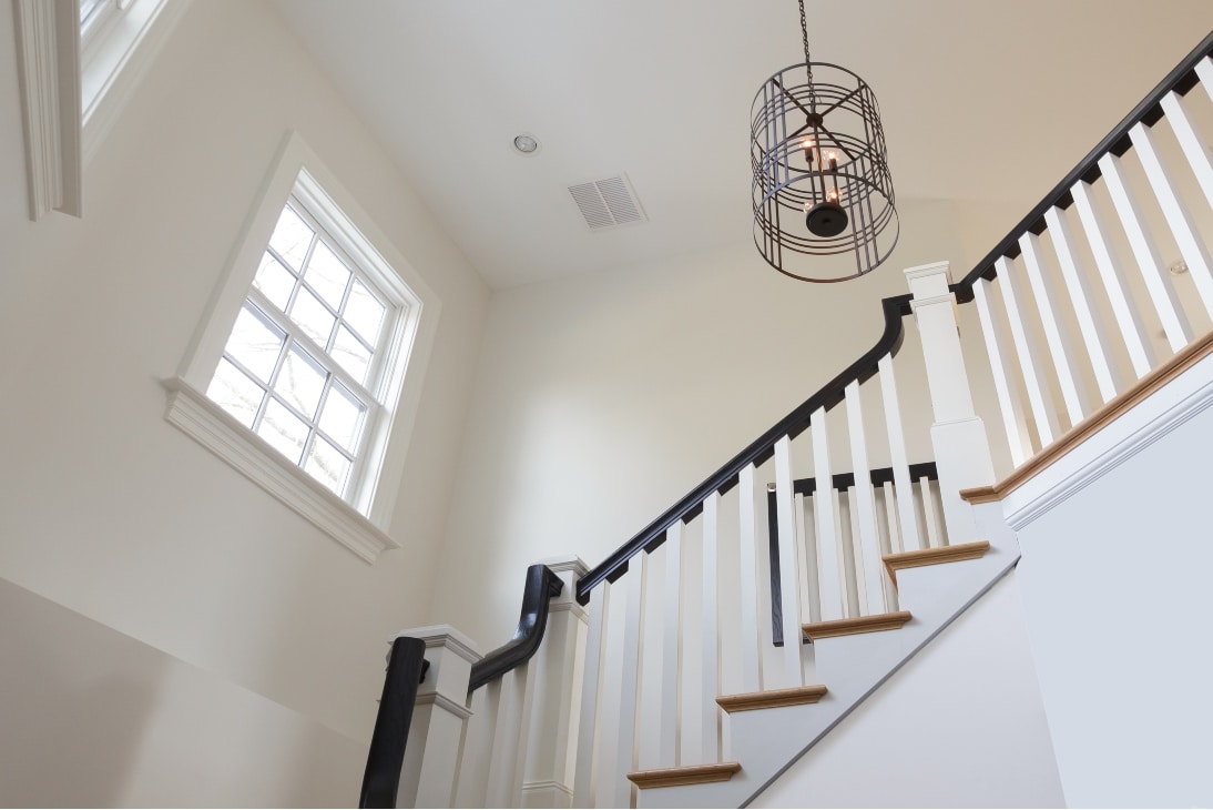 A Custom Staircase With Custom Trim And Handrails In Wayne Pa